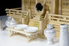 Yamako Shinto Altar Fittings Ceramic Seven Piece Set Chirimen Silver Color M