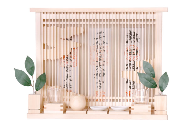 Shinto Modern Home Shrine Set with Wooden Ritual Fittings, "AMATERASU" thin, compact, wall-mounted type 12.7H