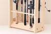 wooden fishing rod stand